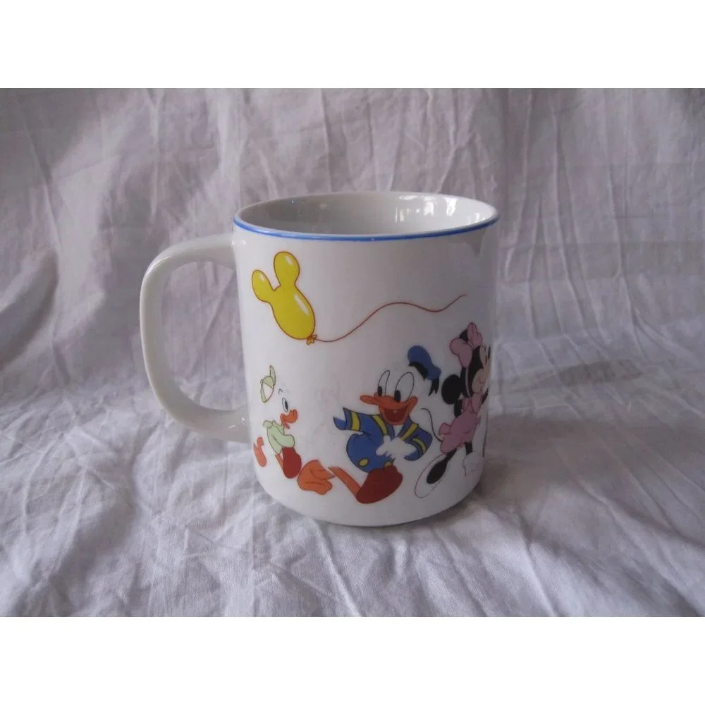 Vintage Mickey Mouse Minnie Goofy Disney DisneyLand Japan Coffee Mug‎ Cup RARE